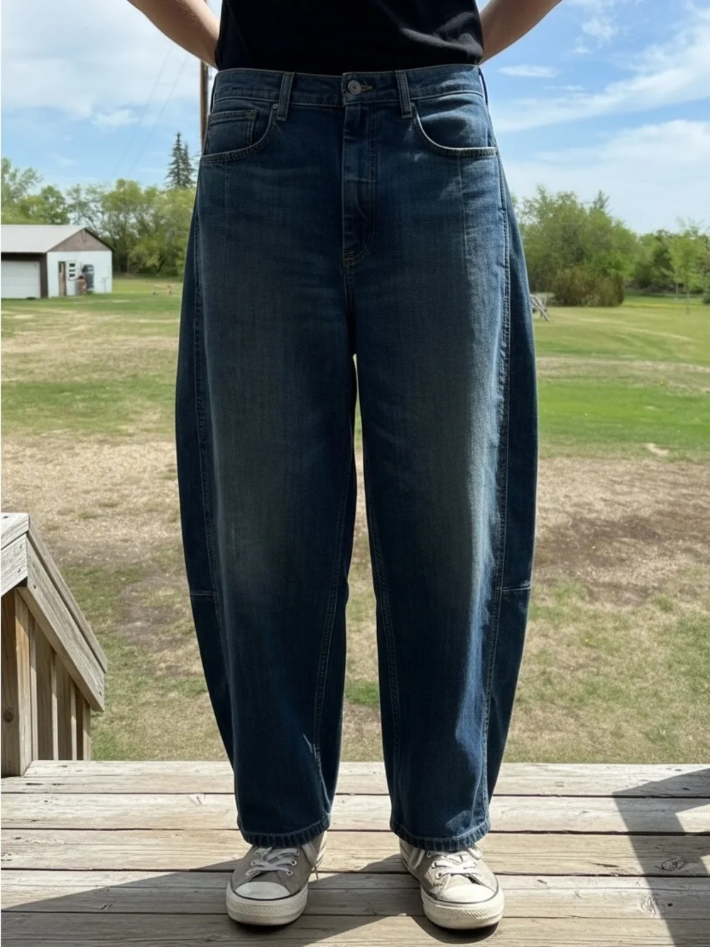 Pilcro Barrel Jeans in Denim Blue Wash - Picture 2 of 10